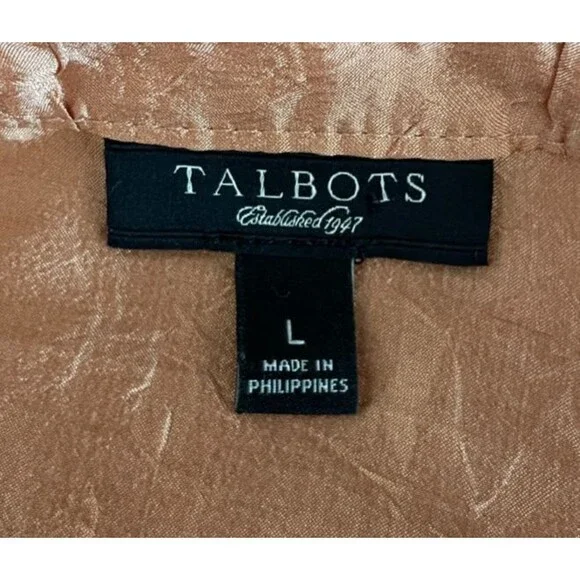 TALBOTS Womens TOP 3/4 Sleeve PEACH Silk Blend Size L - Picture 5 of 5